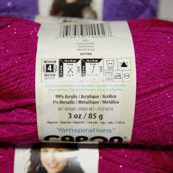 Mix Lot of 4 (Grape & Fuchsia Sparkle), Caron Simply Soft Party Yarn, #4 Worsted - Picture 4 of 5